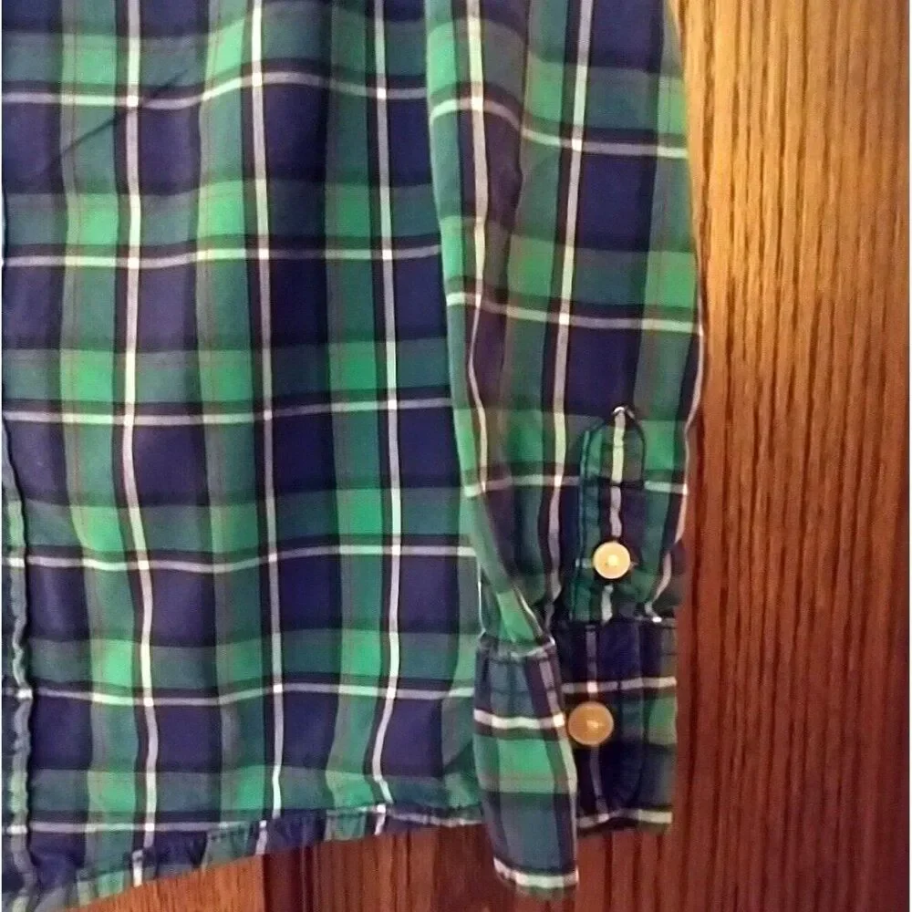 OshKosh Green Plaid Button Down Shirt Size 4-5